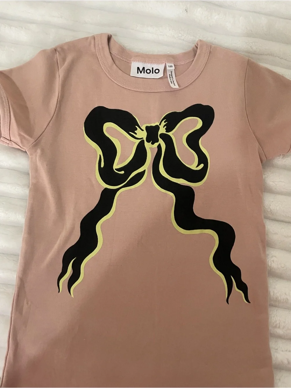 Molo Dusty Pink Tee with Black and Neon Yellow Graphic